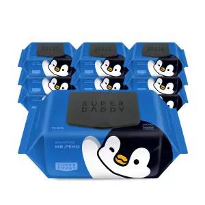 아기물티슈 77평량 슈퍼대디 미스터펭 블루 캡형 70매 10팩 고평량 434587