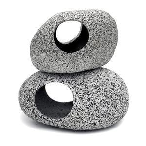 JIH 수족관 장식 바위 도자기 쉼터 - 새우 서식지 번식관 은신 동굴 은신을 위한 스태커블 어항 베타 물고기 J001 J002