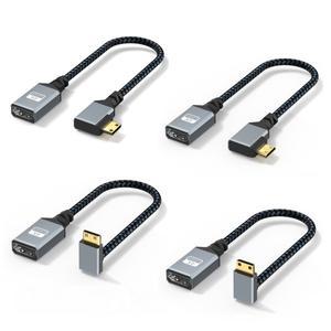 4K 미니 소형 HDMI 호환 어댑터 케이블 카메라 캠코더 노트북 HDTV 모니터용 20cm 편조 연장 코드