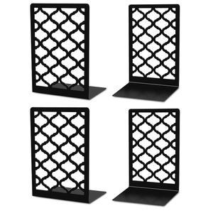 Zonon 2 쌍 책꽂이용 책꽂이 비스키드 정리함 모로코 트렐리스 아트 디자인 메탈 블랙 헤비 듀티 홈 오피스 장식용 7 x 4.72 3.54 인치