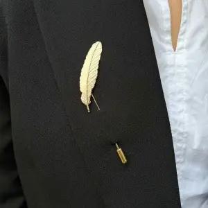 골드 깃털 장식 브로치 고급스러운 핀 악세서리 (WFJ5TZM)
