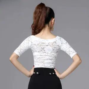 알레마나댄스복 라인댄스 라틴 스초프 재즈 화이트 상의