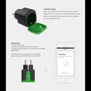 Tuya Wifi EU 소켓 16A 스마트 야외 방수 전기 소켓 스마트 플러그 전기 계량 Alexa Google 홈 제어