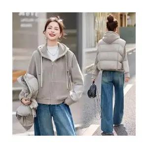 여성 오늘도예쁜 테일러드 자켓 캐주얼 후드 패딩 투피스 겨울 도톰 조끼 코트 OOTD4