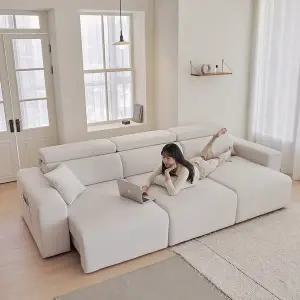 [포스트모던] 조엘 리클라이너 모션 슬라이드 무빙 패브릭 4인 쇼파