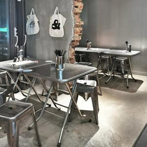 스테인레스 포차 테이블 2단 업소용 사각테이블 테라스 접이식 60cm 세트 의자