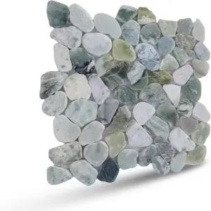 페블테일.코 오션 그린 슬라이스 페블 모자이크 주방 벽 샤워실 및 욕실 바닥 야외 공간을 위한 돌