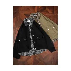 남성 바람막이 점퍼 가을 겨울 빈티지 스트리트 페이크 투피스 캐주얼 재킷 남녀 상의 커플 코트 MODU4