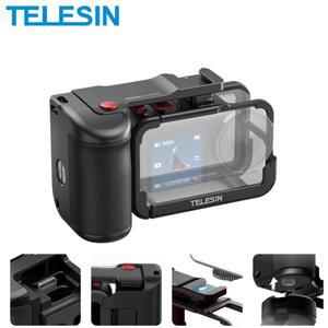텔레신 스트리트그립 키트 핸드 콜드슈 어댑터(셔터 버튼 포함) DJI 액션 5pro 4 3용 보호 케이지