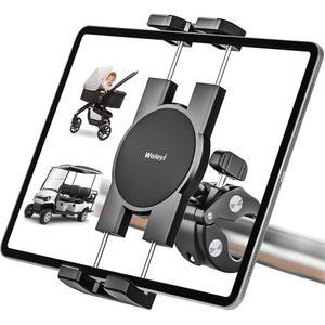 [미국배송] 아기용 유모차 태블릿 홀더 휴대폰 아이패드호환 홀더 골프 카트용 핸들바 클램프 장착 휠체어 스쿠터 헬스장 자전거 운동 기구 프로 12.9용 삼각대 에어 미니 아이폰호환(4.713인치)