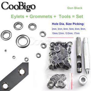 200SETs 금속 홀 그로멧 펀치 도구 가죽 공예 야외 천막 텐트 모자 신발 벨트 액세서리 2mm-17mm
