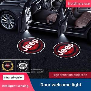 자동차 HD 프로젝터 도어 라이트 환영 램프 지프 그랜드 체로키 랭글러 JK 검투사 나침반 레니게이드 애국