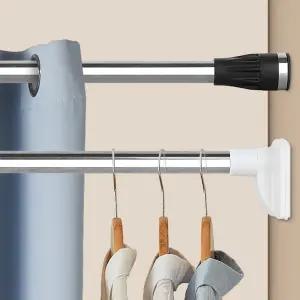 무타공 길이조절 압축봉 3종 다용도 옷걸이 커튼 행거 선반 논슬립 고무패드 기둥