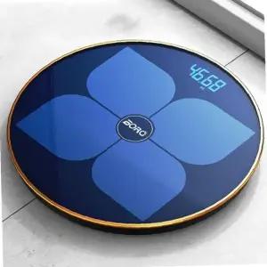 디지털 체중계 블루 슬림 원형 고무패드 미끄럼방지