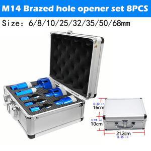 M14 브레이징 다이아몬드 드릴 비트 8개 세트 타일 석재 앵글 그라인더 홀 오프너 리밍 키트 드레멜 악세사