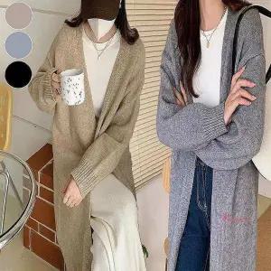 여성 롱가디건 코트 스타일 노버튼 겨울 아우터 로브abc943