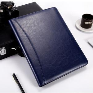 로바식 PU 가죽 A4 파일 폴더 지퍼백 잠금 펜 삽입 메모 패드 클립 카드 홀더 작성 클램프 회의용