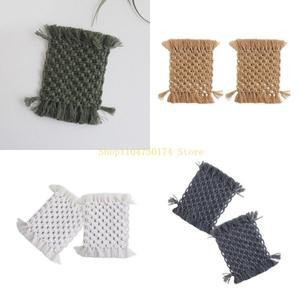 2팩 크로 셰  내열성 매트 핸드 코튼 플레이스 냄비 홀더 매일 사용 보호 음료 패드 최고