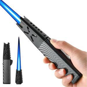 NINSI 빅 부탄 토치 라이터, 리필 가능한 주방 송풍 횃불, 요리, 베이킹, 납땜, 캠핑, 바비큐, 양초, 그릴용 방풍 스트레이트 롱 블루 제트 화염 라이터( 미포함)