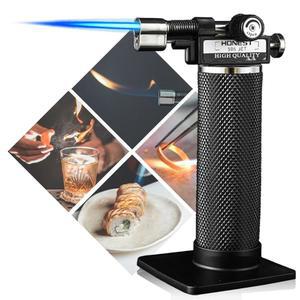 정직한 부탄 토치 라이터 듀얼 플레임 모드 주방 요리 블로우 리필 가능한 마이크로 열수축 튜브 납땜 (ABS 탱크)