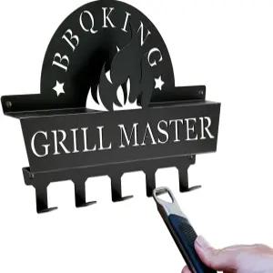 월 마운트 바비큐 도구 홀더 - 야외 그릴 정리함을 위한 마스터 뒷마당 파티오 및 현관을 금속 액세서리