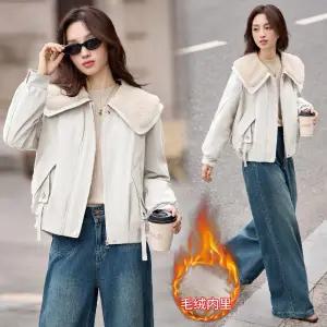 빛채운 여성 램스울 기모 코트 쇼트 겨울 캐주얼 재킷 OPH4