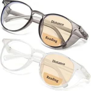아웃레이 2팩 블루 라이트 리딩 안경 리더 측면 보호 기능이 있는 이중 초점 안전 여성 남성용 타액 방지