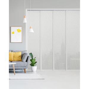 GoDear 디자인 조절 가능 슬라이딩 룸 칸막이 패널 블라인드, 수직 창문 도어 45.8인치에서 86인치로 확장 가능한 트랙, 트리밍 커튼 최대 96인치, 세미 프라이버시, 스노우드롭