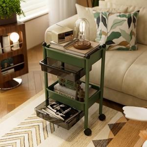 다기능 서랍형 수납 선반 침실 바닥형 간식 화장품 정리함 이동식 카트 바퀴 포함