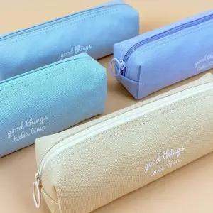 소프트 심플 멀티 파우치 랜덤 2P 수납 패브릭 필통 (WFKBZVZ)