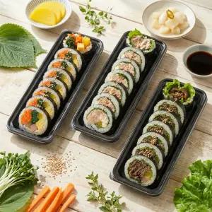 [국내생산] K1 김밥용기 세트 1줄용 100개입