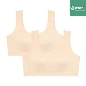 [수아팜] [2컬러] 주니어 3단계 순수 모달 스포츠 브라 2매 세트_스킨/블랙