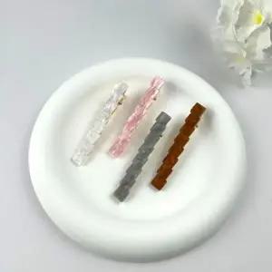 [골드스마일]일자 헤어집게핀 머리핀 사각 화이트 핑크 봄 프리마