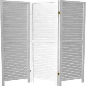 레드 랜턴 6피트 높이의 나무 루버 방 칸막이 화이트 3 패널