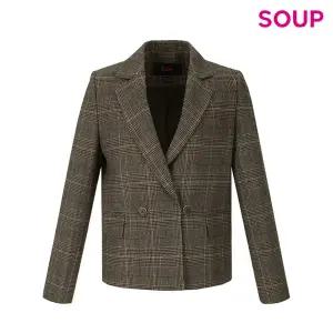 [롯데백화점]SOUP 글랜 체크 더블 브라운 자켓(SBAJK37)
