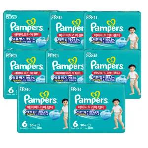 팸퍼스 베이비드라이 팬티기저귀 6단계 30매 8팩