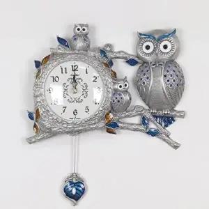 주석도금 숲속가족부엉이시계 무소음 인테리어 벽시계 (KYR-W6B9645)