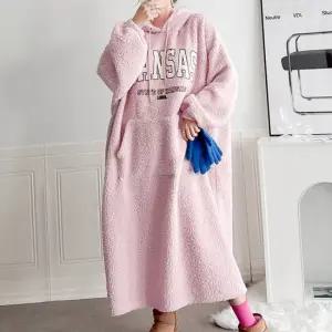 H스타일 LH)보아양털케이드후드OPS 겨울 여성 보아양털 원피스 OPS 루즈핏 홈웨어
