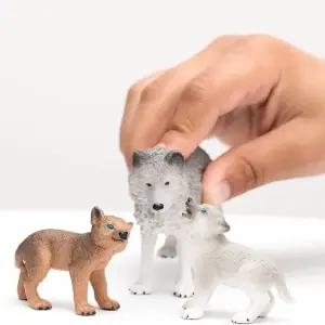 슐라이히 늑대 가족 피규어 현실적인 야생 동물 울프 패블리 장난감 세트