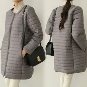 66 120 여자 빅사이즈 패딩 가벼운 4온스 누빔 롱 코트 보온 경량 겨울 아우터 C217