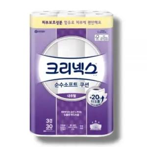 크리넥스 3겹 순수소프트 쿠션 내추럴 30m 30롤