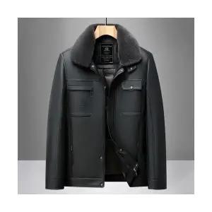 남자 항공 점퍼 패딩 겨울 도톰하고 따뜻한 털 칼라 탈부착 가죽 재킷 오리 코트 원픽4