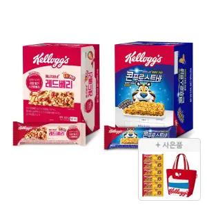켈로그 에너지바 K 레드베리 420g(35g, 12입), 1개 + 콘푸로스트바 420g, 1개 +증정(단백질바K 50g,6개 + 리유저블백 빨강 ,1개 )