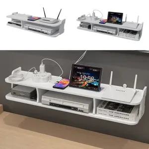 무타공 티비 셋톱박스 선반 2칸 공유기 수납함 소형 벽걸이 정리대 브라켓 거실