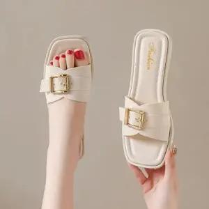 여성 플랫 버클 슬리퍼