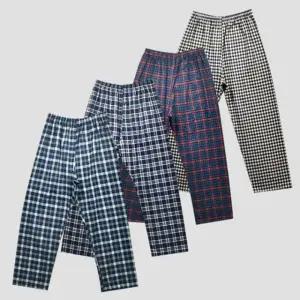 평화세련된 체크 남성용 면 기모 파자마