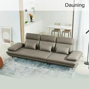 [다우닝]플랫 4인 콤팩트 스윙 전체 천연가죽 소파+스툴