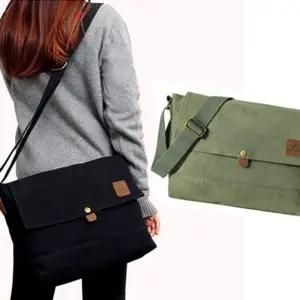 (색상 그린)69_07 소가죽 메신저백 캔버스 학생크로스백 보조가방