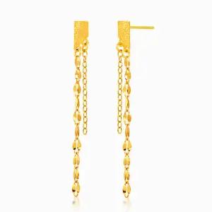 [한국금다이아몬드] 순금 24K 귀걸이 롱 샤인 드롭 체인