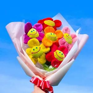 꽃 스마일 인형 꽃다발 2size 졸업식 성년의날 선물 템꽃 핵 작은 인싸